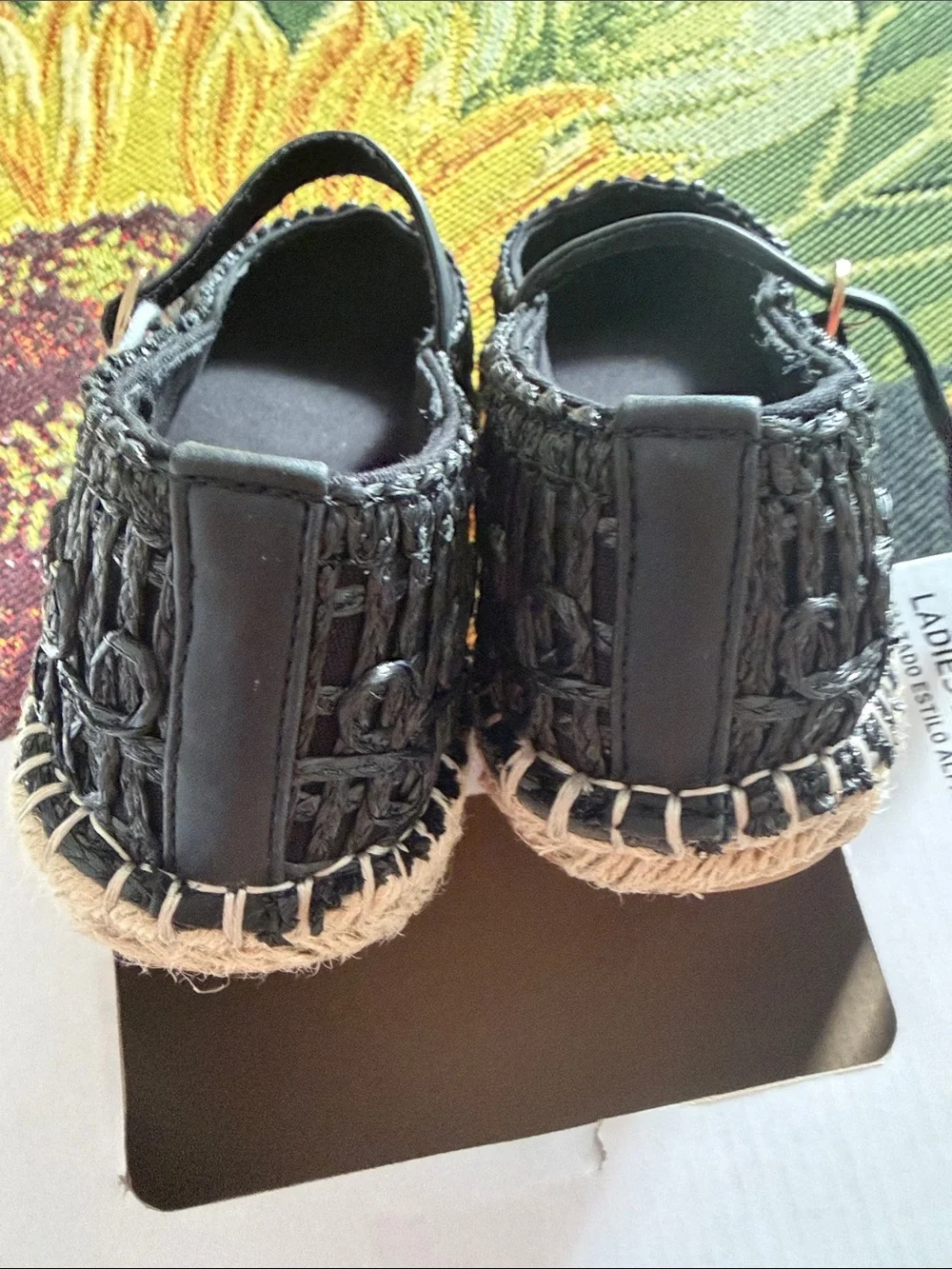 🌴Serra Black Woven Mary Jane Espadrille Flats Size 9